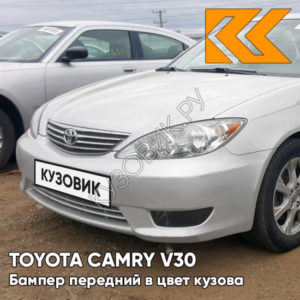 Бампер передний в цвет кузова Toyota Camry V30 (2004-2006) рестайлинг 062 - WHITE CRYSTAL SHINE - Белый